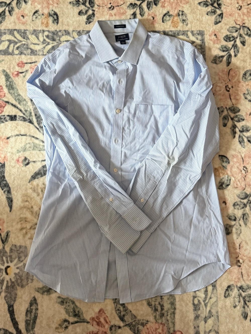 J. Crew Blue and White Pinstripe Dress Shirt